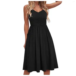 Casual Jurken Vrouwen V-hals Mini Korte Lace-Up Sling Jurk Zomer Knielange Vrouwelijke Prom Vestidos Para Mujer Afstuderen