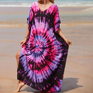 Robes décontractées femmes Vintage Maxi 2023 été Sexy col en v à manches courtes Boho imprimer longue femme plage couvrir Robe élégante