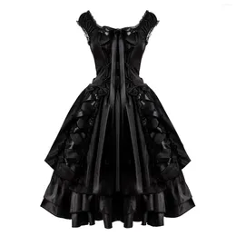 Robes décontractées Femmes vintage Slim Bandage gothique lolita robe mode classique en couches noires lacets up goth punk cosplay princesse