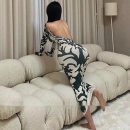Casual Jurken Womengaga Sexy Backless Gedrukt Lange Mouwen Slanke Schede Hip Maxi Jurk Dames Lente Herfst Elegante Vrouwelijke Robe Koreaanse 0MJA