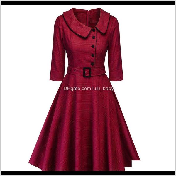 Vestidos casuales Ropa para mujer Ropa Entrega de entrega 2021 Mujeres Elegante Primavera Vino Rojo Fiesta Feminino Vestidos Audrey 1960S Swing Rockabilly