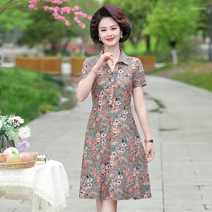 Robes décontractées vêtements pour femmes Vintage mode coréenne confortable impression florale printemps été col rabattu Vestido