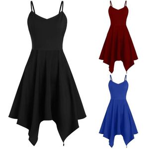 Vestidos casuales vestido para mujer elegante talla grande moda sólido asimétrico camis pañuelo mini verano vestidos femeninos233p