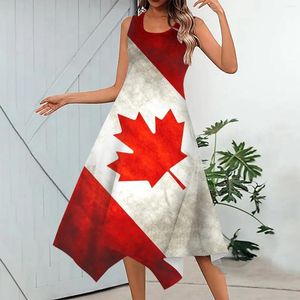 Robes décontractées pour femmes robe florale de la mode féminine printemps et été du Canada Indépendance Jour de la journée Imprimée de l'ourlet irrégulier