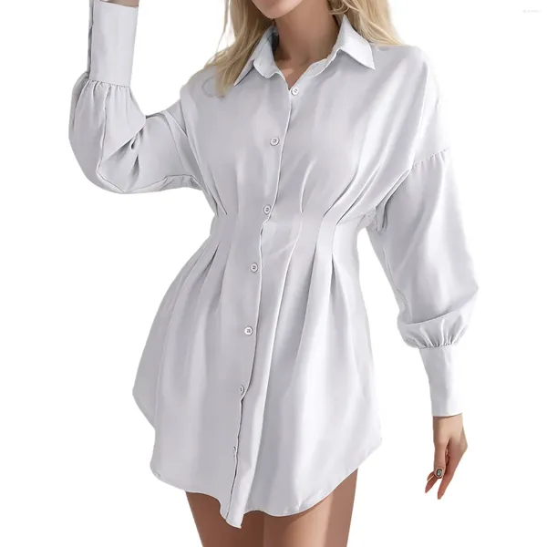 Robes décontractées de chemise à manches longues pour femmes