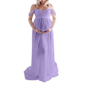 Vestidos casuales Mujeres Maternidad Fuera del hombro Maxi vestido Pography Po Long Gow Noche de lujo Suelto Verano de mujer