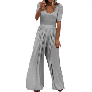 Vestidos informales para mujer, mono de manga corta, pantalones largos sueltos de pierna ancha para mujer, mono, ocasión Formal, vestido de noche