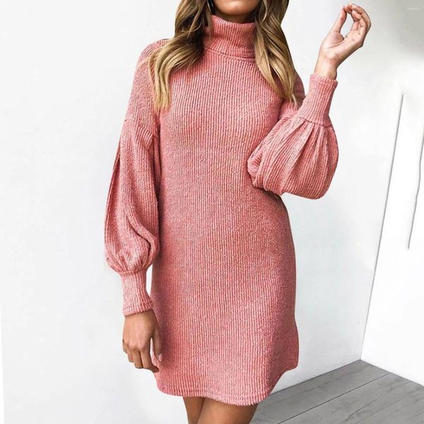 Vestidos informales para mujer Turtleneck Sweater Dames Damas Jumper Jumper Mini Luxury Chic Formal Vestido