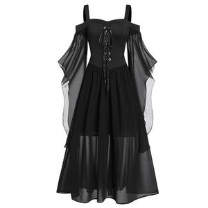 Casual Jurken Womne Jurk Vrouwen Vlinders Koude Grootte Stijl Gothic Up Plus Kostuum Mouw Halloween Kant Schouder333U