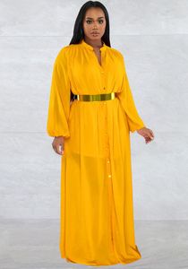 Robes décontractées WUHE côté fendu à manches longues bouton avant droit avec ceinture Style chemise Maxi robe 2023 Vintage été mode femmes