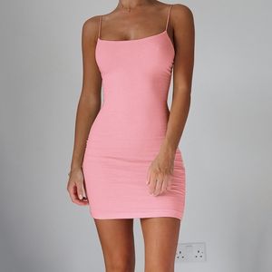 Damesriem Jurk Korte mini -jurk Wit zwart roze grijs bruin mouwloze massieve kleur Zomer Koude schouder Basic Hot Sexy Slim