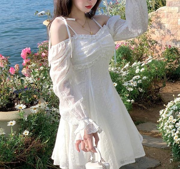 Robes décontractées XUAN PhD 2023 printemps bureau Kawaii Lolita robe Style français élégant Y2k Mini dentelle Design Vintage sangle femmes