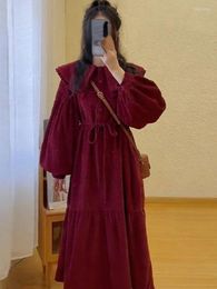 Robes décontractées Y2k esthétique automne Vintage Boho robe lanterne manches longues mode coréenne en vrac japonais pansement pour les femmes