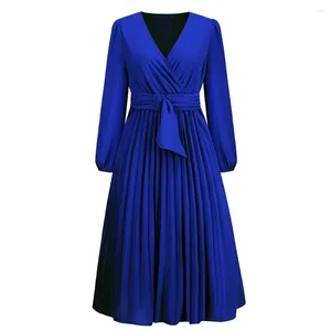 Casual jurken y2k kleding dames mode lange mouw dame kantoorjurk 2024 herfst outfits v-neck solide kleur vrouw