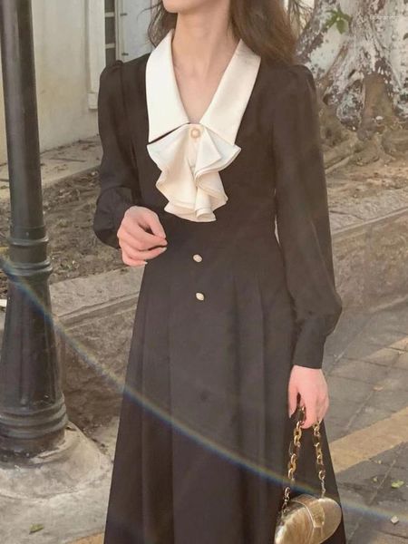 Robes décontractées Y2K robe de soirée courte femmes à manches longues douce élégante bureau dame mini une pièce mode coréenne 2024 automne