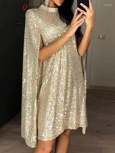 Robes décontractées Y2K femmes paillettes fausse couleur unie Cape lâche conception de niche femme luxe robe de soirée 2023 mode d'été