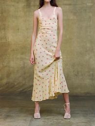 Casual jurken gele bloemenjurk zijden slank fit fishtail lange sling country stijl zomer dameskleding de allegra hoge kwaliteit rp1