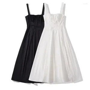 Robes décontractées yenkye élégants femmes de mode Front fente arrière lacation bandage noir blanc robe de style français robe de style français