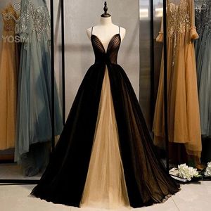 Casual jurken yosimi dames feest lange jurk 2024 zomer zwart patchwork kaki mesh volledige mouwloze camisole baljurk bruiloft