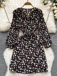 Casual jurken yuoomuoo lente herfst dames jurk mode romantische bloemen print waak