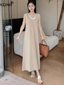 Robes décontractées yzjnh 2024 robe longue d'été édition coréenne féminine édition rond rond