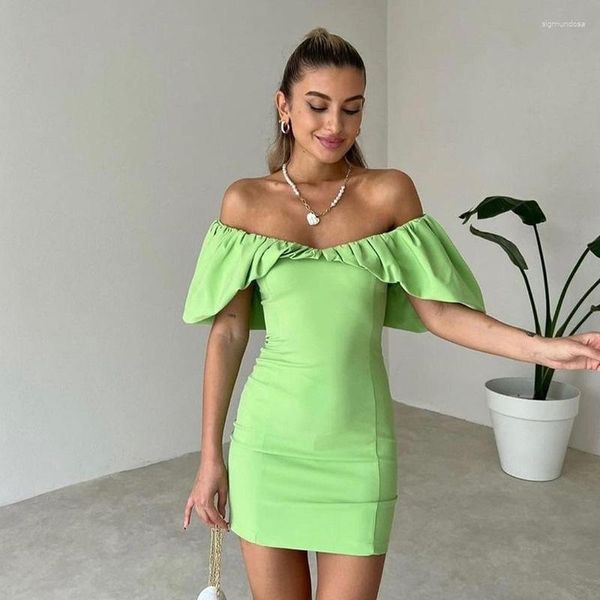 Vestidos casuales Zabrina Bodycon Holiday Y2k Ropa Mujer Faldas cortas Chic Night Streetwear Club Party Slim Dress Off Shoulder