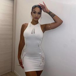 Robes décontractées Zabrina Débardeur pour femmes Jupe Ensembles Streetwear Party Summer O-Cou sans manches Creux Out Night Club Festival Tenues Y2K