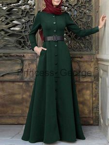 Casual Jurken ZANZEA 2023 Mode Moslim Zonnejurk Vrouwen Elegante Lange Mouwen Solid Marocan Caftan Vintage Button Down Hijab Jurk Dubai vestido x0625