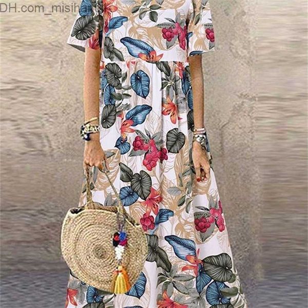 Vestidos casuales ZANZEA Bohemian Holiday Sundress Summer Women Vintage Floral Printed manga corta Beach Dress Loose Long Vestido Robe Femme 220531 Z230703