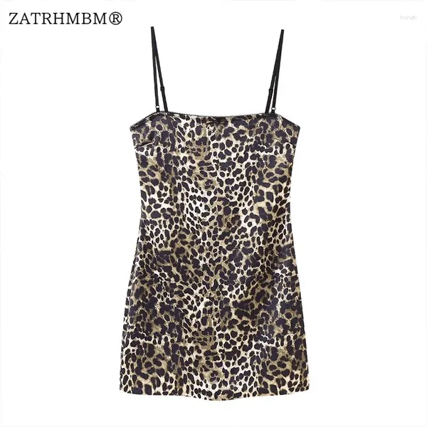 Vestidos casuales Zatrhmbm Women 2024 Fashion Animal Impress Mini Vestido Vintage sin mangas sexy Vestidos sin espalda Mujer Mujer