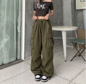 Casual elastische taille werkkleding broek dames streetwear met hoge taille rechte buis wijde pijpen broek loszittende damesbroek