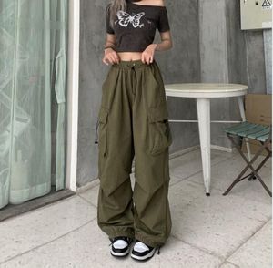 Pantalon de travail décontracté à taille élastique pour femmes, Streetwear avec taille haute, Tube droit, jambes larges, coupe ample