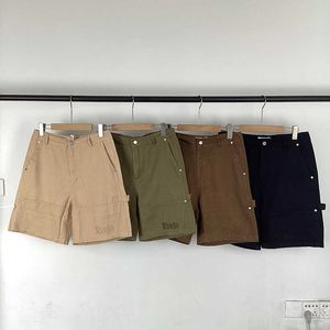 Broderie décontractée Multi Pocket Patchwork Shorts de fret Abricot Green Brown Black Breches 4Colors