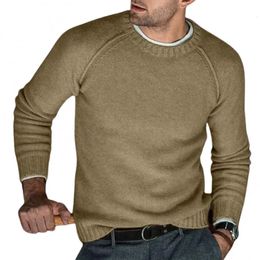 Décontracté mode hommes à manches longues O cou couleur unie pull automne hiver chaud tricoté pull grande taille 240113