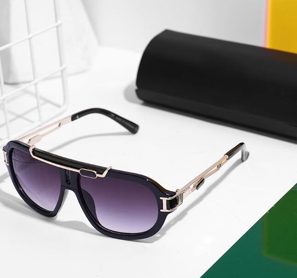 Mode décontractée siamois UV400 lunettes de soleil lentille en métal grande taille UV400 lunettes de soleil en métal hommes lunettes de soleil avec boîte