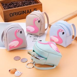 Casual Flamingo Mini Rugzak Muntzak Dames Kleine Portemonnee Mode PU Sleutelhanger Portemonnees Student Kid Leuke Hoofdtelefoon Geld Handzak