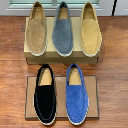 LP 39-47 HEREN Geklede schoenen Platte hakken zachte kasjmier loafers Klassieke gespstijl Handgemaakt ademend comfortabel Casual herenontwerpers Schoen met doos