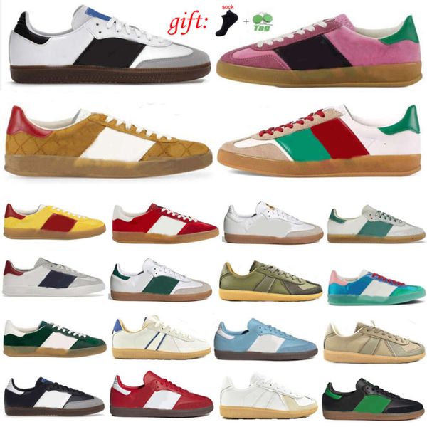 Casual Gazelles Zapatos veganos Diseñador Hombres Mujeres Interior México Crema Rojo Azul Blanco Goma Hombre Azul Beige Rosa Terciopelo OG Bonner Flat Trainer Plataforma Zapatillas de deporte