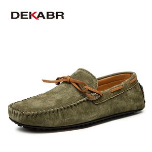 Casual echte Dekabr -jurk zomer mannen ademende groene heren loafers lederen schoenen sapato masculino zapatos hombre 23120 18's