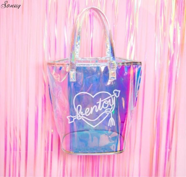 Casual Girl Grande Capacité Fourre-Tout Hologramme Laser Sac À Bandoulière Sac De Shopping Sacs De Plage D'été Dames Femmes sac à main expédition rapide