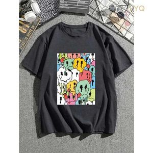 Casual grafische tees voor de zomer graffiti cartoon print ronde hals dames t-shirts trendy chique outfit vrouwelijke tops kleding