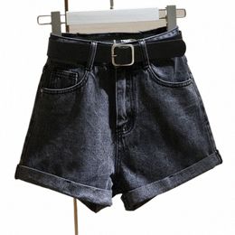 Short en jean taille haute décontracté été nouvelle couleur unie ample jambe large a-ligne pantalons chauds style coréen fi femmes vêtements 72Pg #