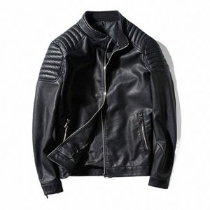 Veste décontractée Veste de moto cintrée pour hommes Veste en cuir PU pour hommes Manteau en cuir pour hommes coréens 23oi #