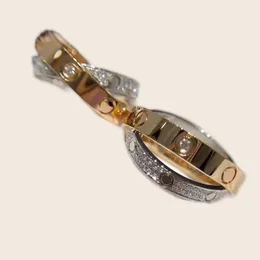 Casual sieraden ontwerper voor vrouwen trendy modieuze hoge kwaliteit volledige diamanten damesringen dubbele lus vergulde gouden ring voor man cadeau zl199 B4