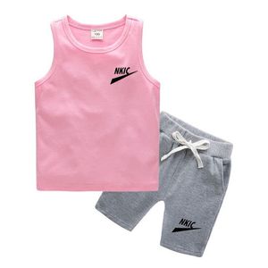 Casual Kids 2-delige set Kleding Coole jongen 100% katoenen t-shirt shorts Kleding jongens/meisjes tracksuit kinderen babykleding