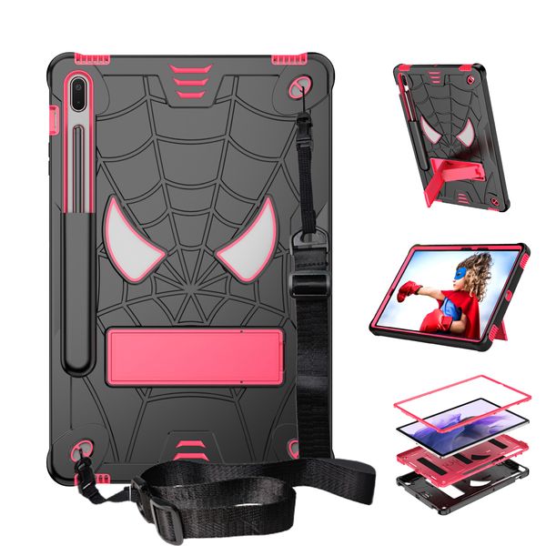 Casual Kids Protective Tablet PC Cases Sacs pour Samsung Galaxy Tab S8 Plus S7 FE Soft Silicone Anti-shock Kickstand Cover avec Bandoulière