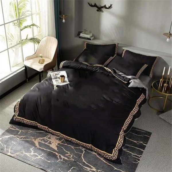 Casual King Size Designer Literie Couvre 4 Pcs Lettre Imprimé Coton Couette Douce Housse De Couette De Luxe Reine Drap De Lit Avec Pi226s