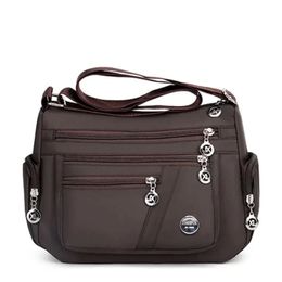 Bolsas de hombro de gran capacidad informal para mujeres impermeables Oxford Multizipper Bag Mother Shopping Handbag 240423