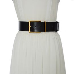 Cinturón de hebilla de cuero informal Pin cuadrado Cinturones gruesos Vestido de estilo simple Ceinture de ala ancha para mujeres