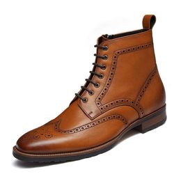Dockorio Casual Leather Top Boots High Riding, Boots Formal pour hommes 549